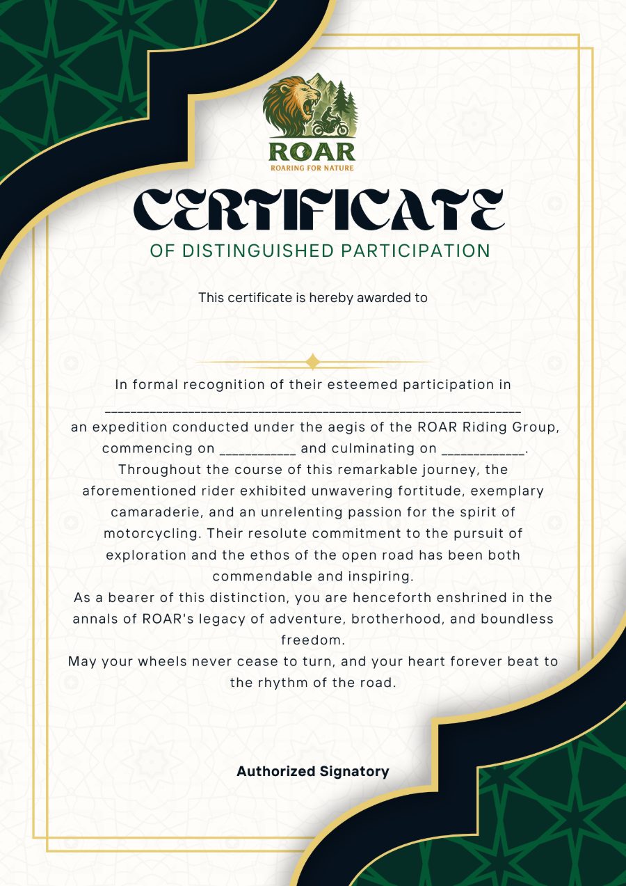 Sample ROAR Certificate of Distinguished Participation